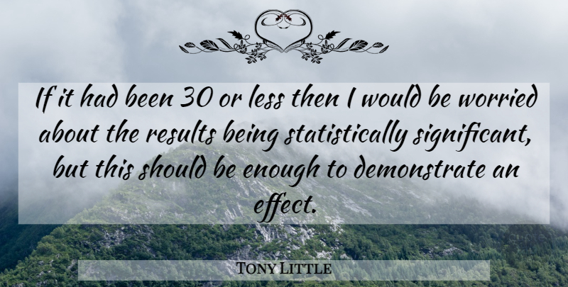 Tony Little Quote About Less, Results, Worried: If It Had Been 30...