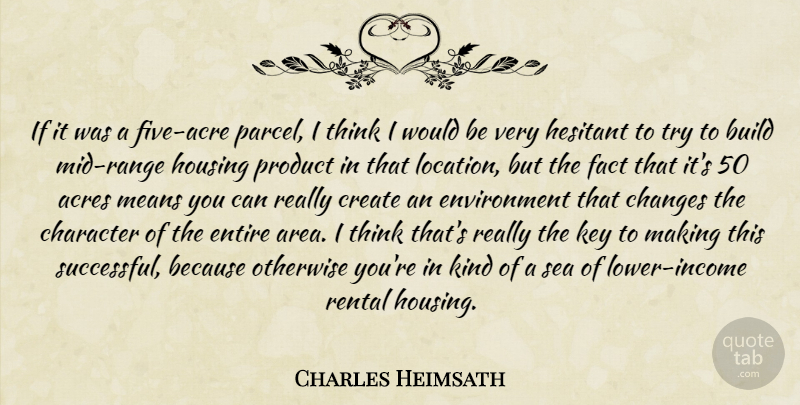 Charles Heimsath Quote About Acres, Build, Changes, Character, Create: If It Was A Five...