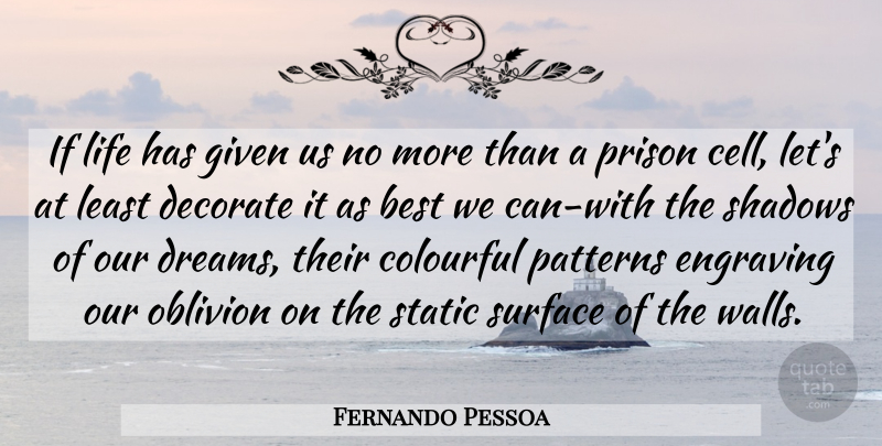 Fernando Pessoa Quote About Dream, Wall, Philosophical: If Life Has Given Us...