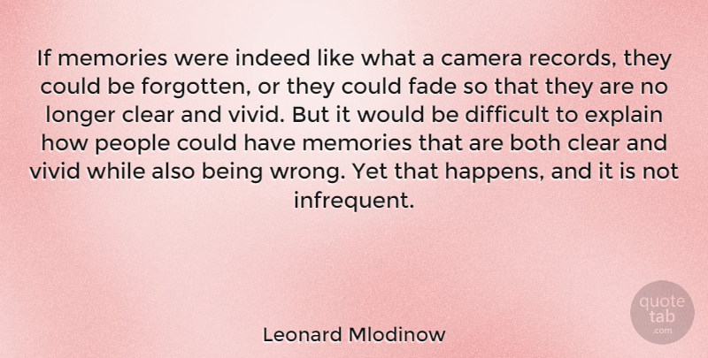 Leonard Mlodinow Quote About Both, Clear, Explain, Fade, Indeed: If Memories Were Indeed Like...