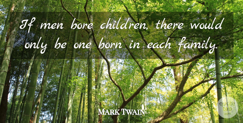 Mark Twain Quote About Children, Men, Born: If Men Bore Children There...