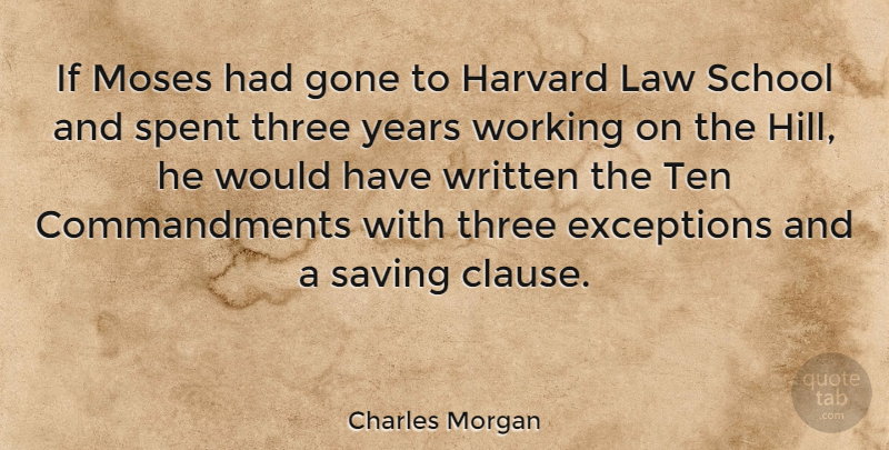 Charles Morgan Quote About School, Years, Law: If Moses Had Gone To...