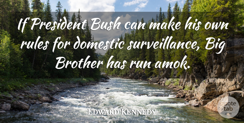 Edward Kennedy Quote About Brother, Bush, Domestic, President, Rules: If President Bush Can Make...