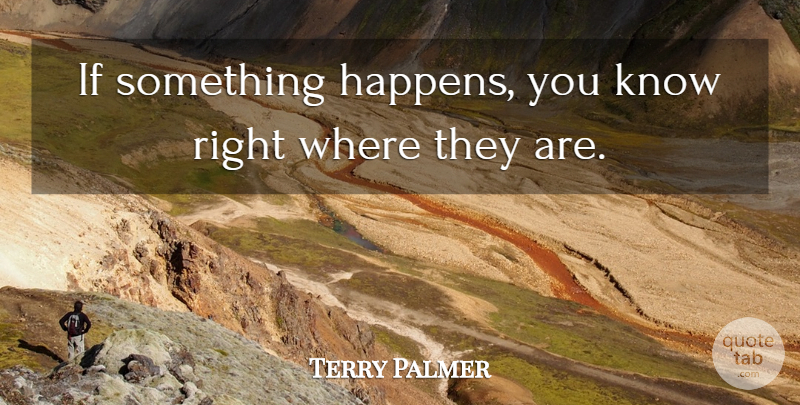 Terry Palmer Quote About undefined: If Something Happens You Know...