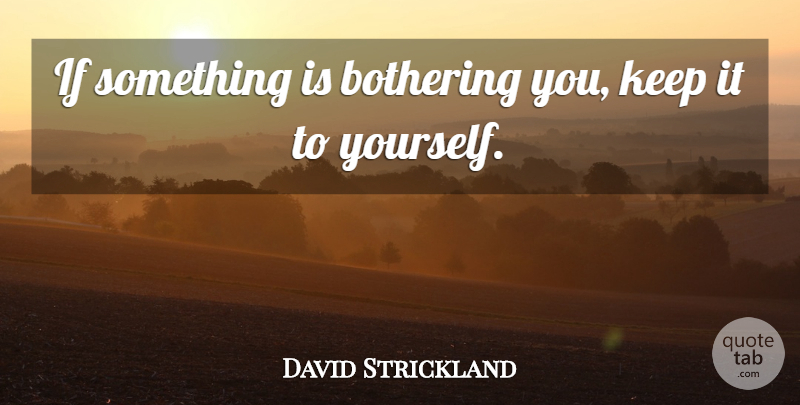 David Strickland Quote About Bothering You, Bother, Ifs: If Something Is Bothering You...