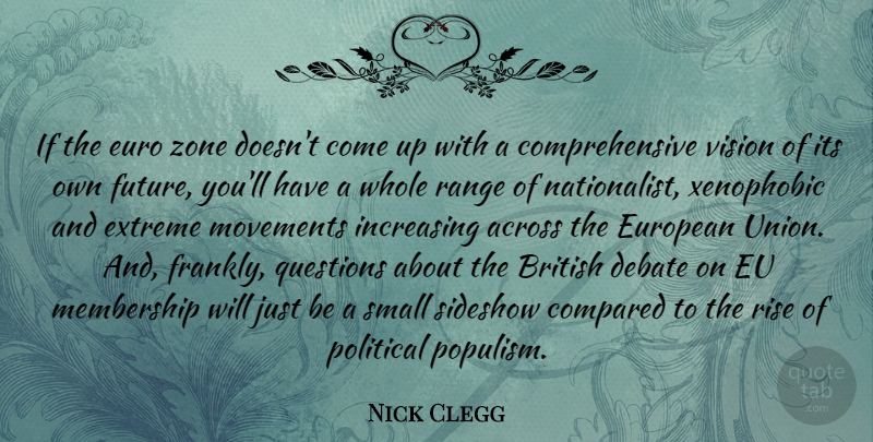 Nick Clegg Quote About Political, Vision, Movement: If The Euro Zone Doesnt...