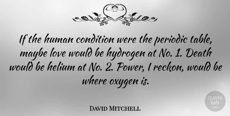 David Mitchell Quote About Condition, Death, Human, Hydrogen, Love: If The Human Condition Were...