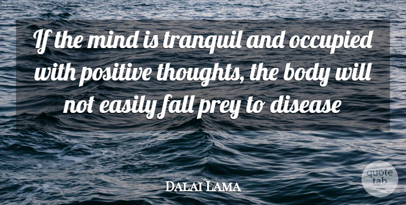 Dalai Lama Quote About Fall, Mind, Body: If The Mind Is Tranquil...