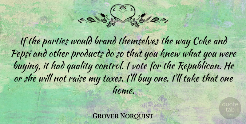 Grover Norquist Quote About Brand, Buy, Coke, Home, Knew: If The Parties Would Brand...