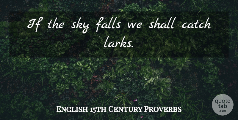 English 15th Century Proverbs Quote About Catch, Falls, Proverbs, Shall, Sky: If The Sky Falls We...