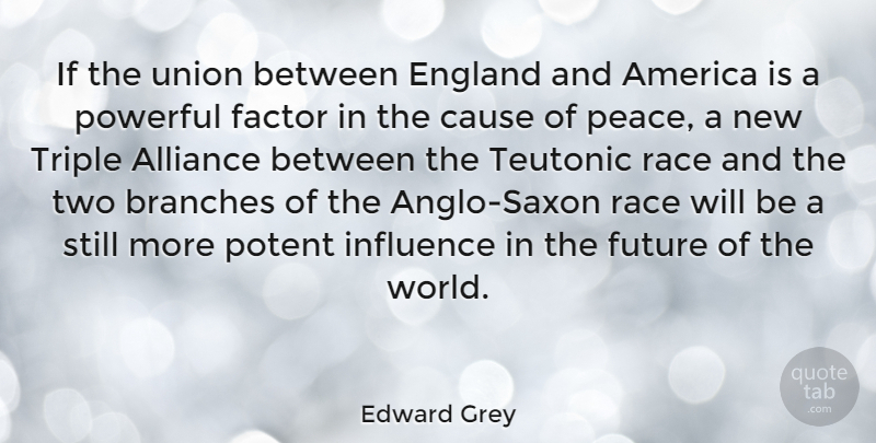 Edward Grey Quote About Alliance, America, Branches, Cause, England: If The Union Between England...