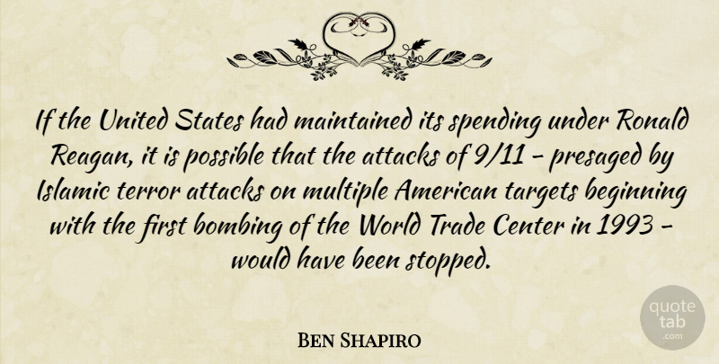 Ben Shapiro Quote About Attacks, Bombing, Islamic, Maintained, Multiple: If The United States Had...