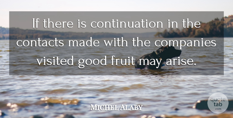 Michel Alaby Quote About Companies, Contacts, Fruit, Good, Visited: If There Is Continuation In...