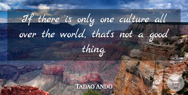 Tadao Ando Quote About Culture, World, Good Things: If There Is Only One...