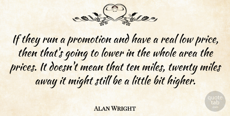 Alan Wright Quote About Area, Bit, Low, Lower, Mean: If They Run A Promotion...