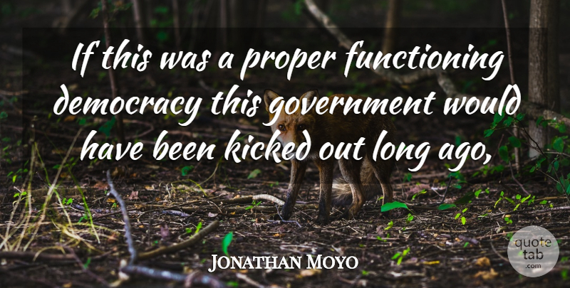 Jonathan Moyo Quote About Democracy, Government, Kicked, Proper: If This Was A Proper...