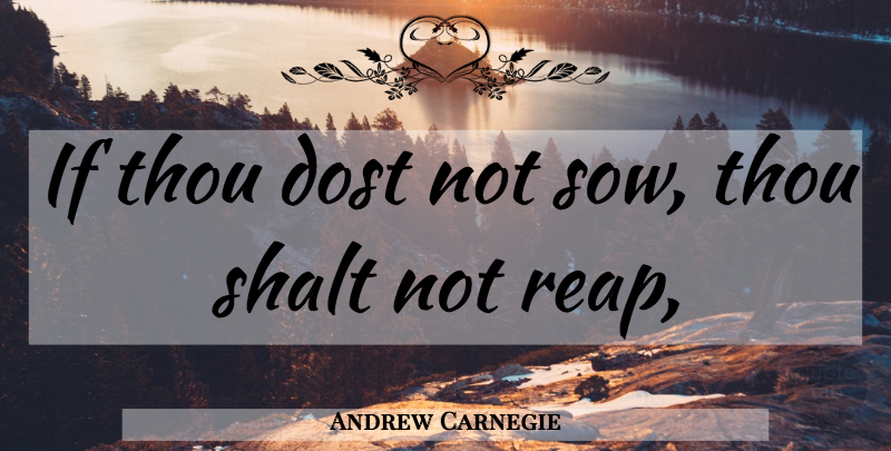 Andrew Carnegie Quote About Reap, Ifs: If Thou Dost Not Sow...