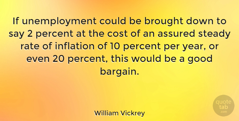 William Vickrey Quote About Years, Unemployment, Cost: If Unemployment Could Be Brought...