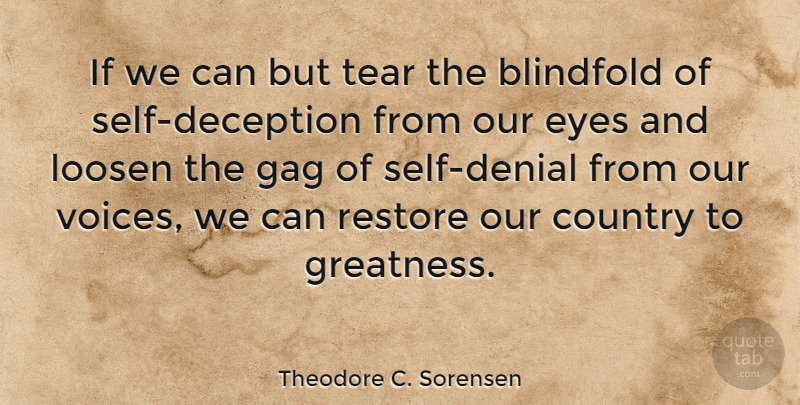 Theodore C. Sorensen Quote About Country, Eye, Greatness: If We Can But Tear...