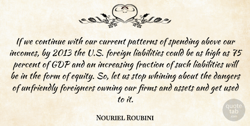 Nouriel Roubini Quote About Above, Assets, Continue, Current, Dangers: If We Continue With Our...