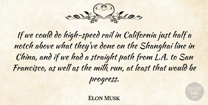 Elon Musk Quote About Above, California, Half, Line, Milk: If We Could Do High...