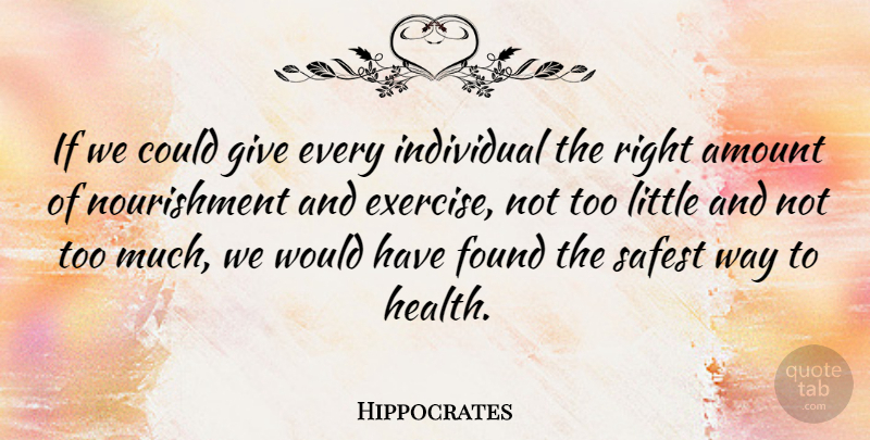 Hippocrates Quote About Fitness, Workout, Exercise: If We Could Give Every...