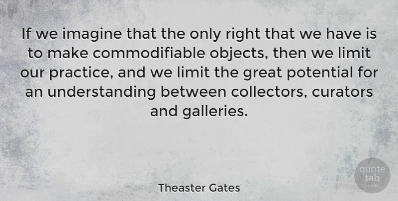 Theaster Gates Quote About Great, Imagine, Limit, Understanding: If We Imagine That The...