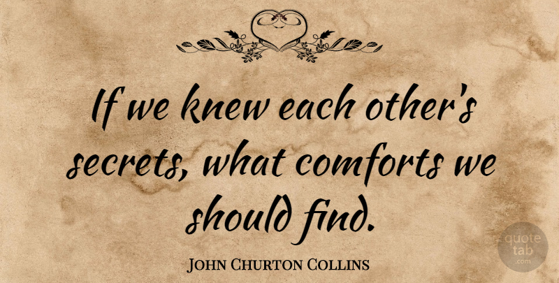 John Churton Collins Quote About Secret, Criminal Mind, Comfort: If We Knew Each Others...