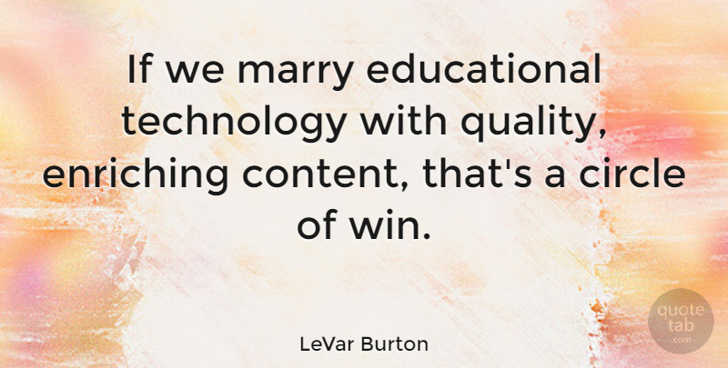 LeVar Burton Quote About Educational, Winning, Technology: If We Marry Educational Technology...