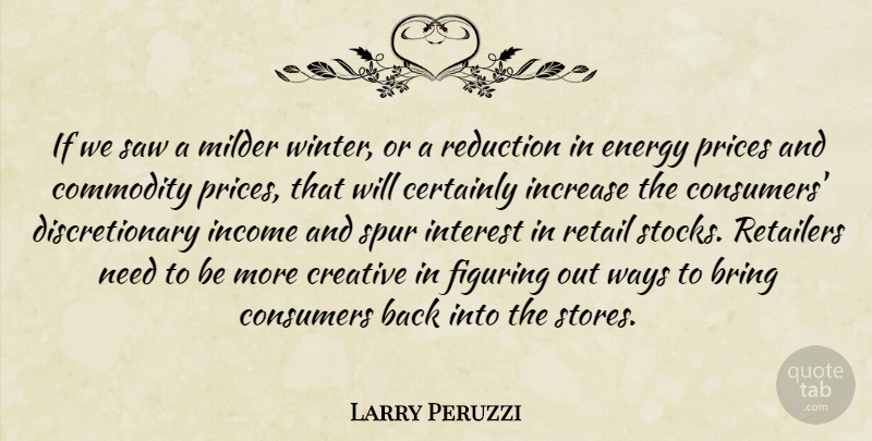 Larry Peruzzi Quote About Bring, Certainly, Commodity, Consumers, Creative: If We Saw A Milder...