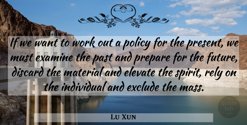 Lu Xun Quote About Past, Work Out, Want: If We Want To Work...