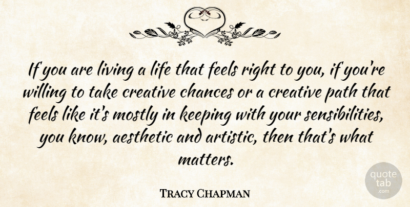 Tracy Chapman Quote About Aesthetic, Chance, Chances, Creative, Feels: If You Are Living A...