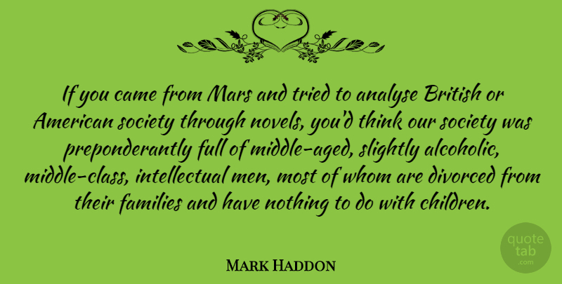 Mark Haddon Quote About Analyse, British, Came, Divorced, Families: If You Came From Mars...