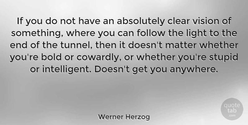 Werner Herzog Quote About Stupid, Intelligent, Light: If You Do Not Have...