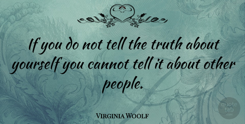 Virginia Woolf Quote About Inspirational, Honesty, Lying: If You Do Not Tell...