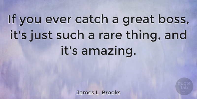 James L. Brooks Quote About Amazing, Catch, Great, Rare: If You Ever Catch A...