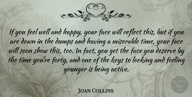 Joan Collins Quote About Keys, Feelings, Faces: If You Feel Well And...