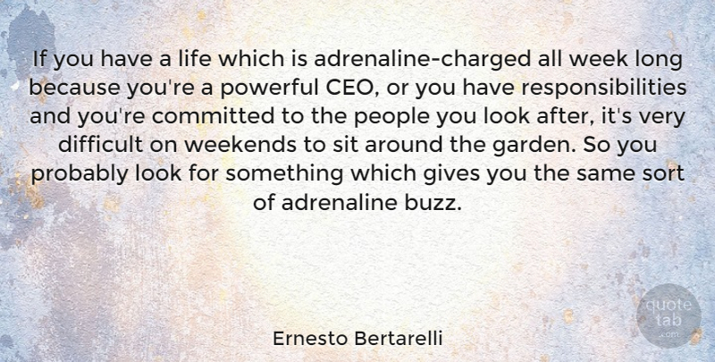 Ernesto Bertarelli Quote About Adrenaline, Committed, Difficult, Gives, Life: If You Have A Life...
