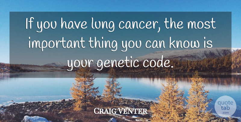 Craig Venter Quote About Lung: If You Have Lung Cancer...