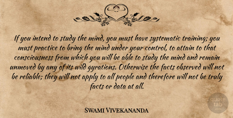 Swami Vivekananda Quote About Practice, Training, Mind: If You Intend To Study...