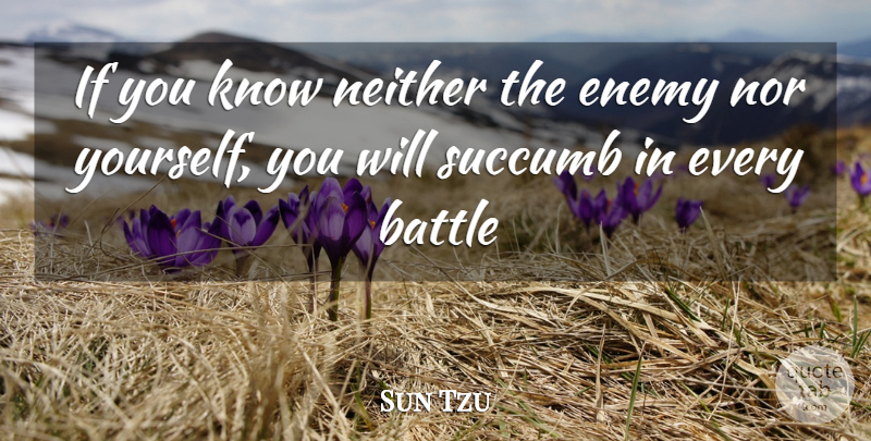 Sun Tzu Quote About Military, Art Of War, Warrior: If You Know Neither The...
