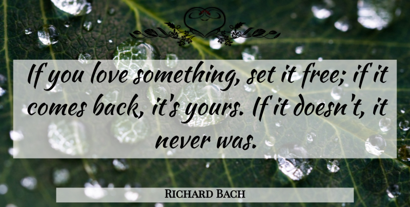 Richard Bach Quote About Love: If You Love Something Set...