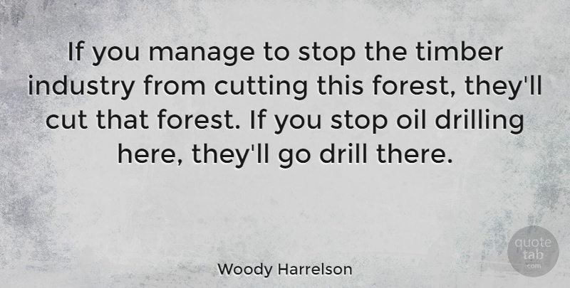 Woody Harrelson Quote About Cutting, Oil, Forests: If You Manage To Stop...