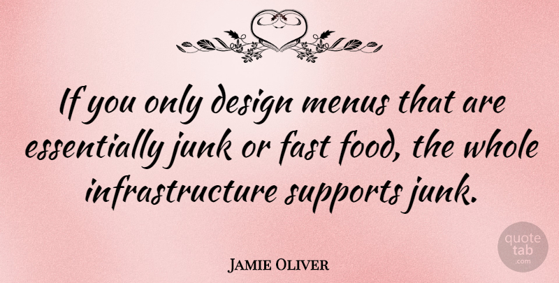 Jamie Oliver Quote About Design, Support, Junk: If You Only Design Menus...