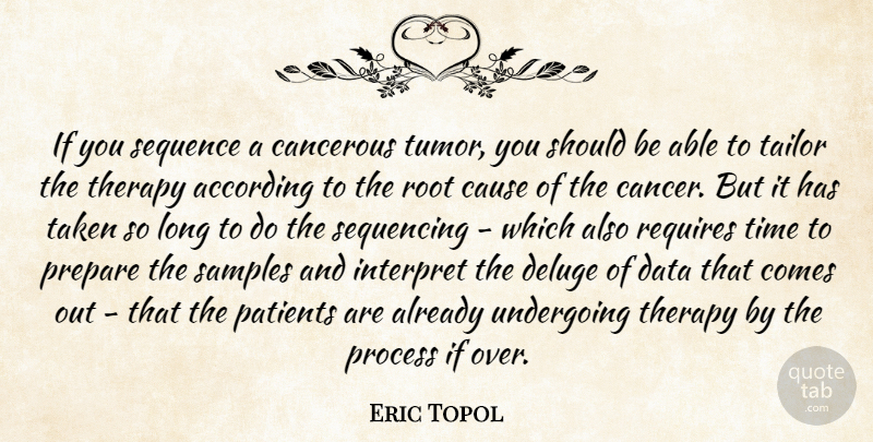 Eric Topol Quote About According, Cause, Interpret, Patients, Prepare: If You Sequence A Cancerous...