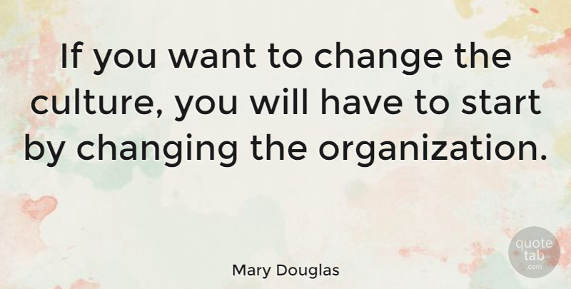 Mary Douglas Quote About Change, Organization, Want: If You Want To Change...