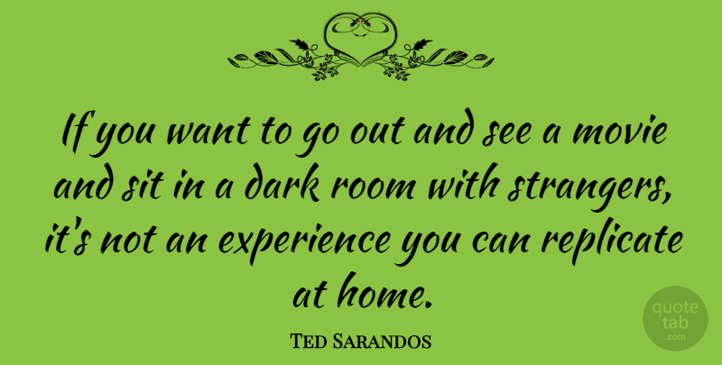 Ted Sarandos Quote About Experience, Home, Replicate, Room, Sit: If You Want To Go...