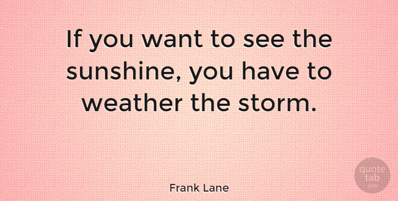 Frank Lane Quote About Sunshine, Rainy Day, Weather: If You Want To See...