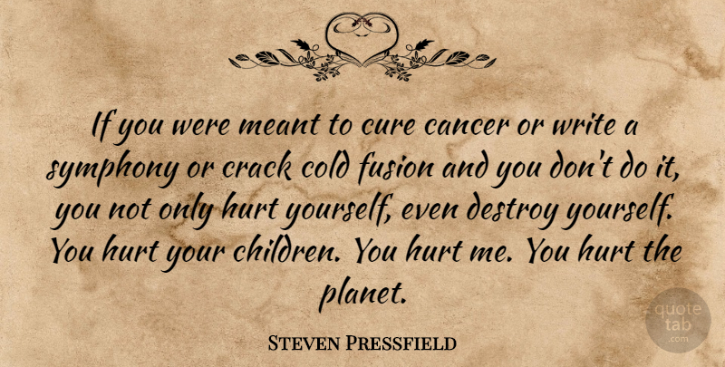 Steven Pressfield Quote About Hurt, Children, Cancer: If You Were Meant To...