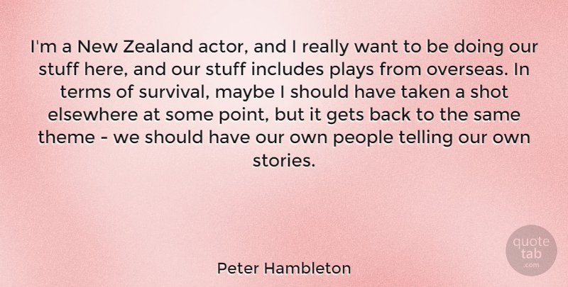 Peter Hambleton Quote About Elsewhere, Gets, Includes, Maybe, People: Im A New Zealand Actor...